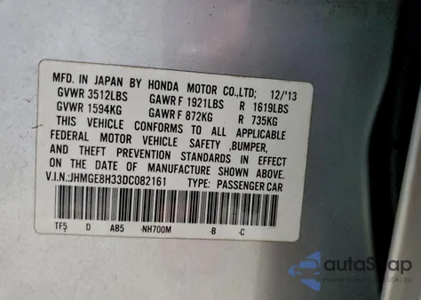 2013 Honda Fit from USA, damaged, VIN JHMGE8H33DC082161